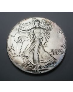 (U.S.A.) 'Silver eagle', zilveren dollar op het gewicht van 1 troy ounce zilver, 1987