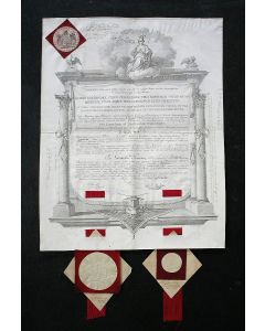 Diploma van verheffing van Roelof Marius Ribbius tot Prins van het Rozenkruis van de Vrijmetselaarsloge ‘de Vergenoeging’ op Curaçao, 1890 