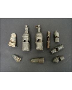 Collectie tinnen fluitjes, 18e-20e eeuw