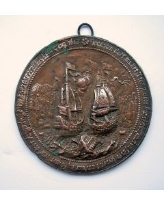 Galvano plaquette op de dood van Maarten Harpertszoon Tromp, 1653 (19e eeuw)