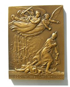 [Frankrijk] Plaquette, bombardement van de Kathedraal van Reims, 1917