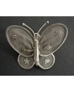 Filigrain zilveren vlinderbroche