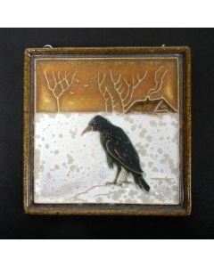 Cloisonné tegel, 'kraai in de sneeuw', De Porceleyne Fles, ca. 1930