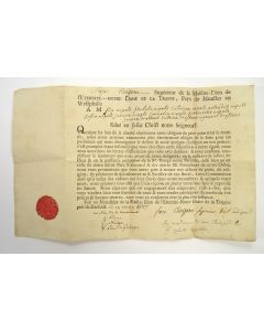 Zegeningsbrief van het Trappistenklooster van Darfeld voor een Maastrichtse familie, ondertekend door Eugène de Laprade,1807 