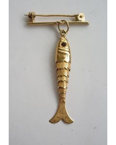 Flexibele gouden hanger in de vorm van een vis
