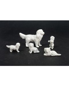 Biscuit porseleinen hondenfamilie, 19e eeuw