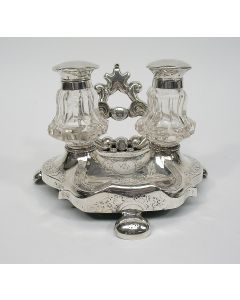 Zilveren en kristallen inktstel, 1860
