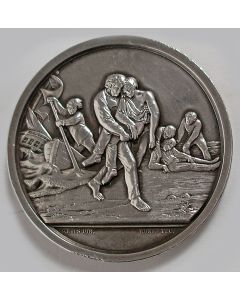 Zilveren medaille van de Zuid-Hollandsche Maatschappij tot Redding van Schipbreukelingen, uitgereikt in 1846 aan de latere vice-admiraal P.A. van Rees.
