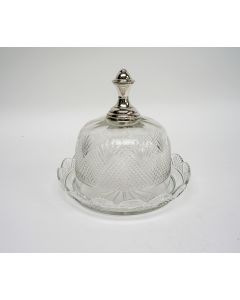 Kristallen kaasstolp met zilveren knop, 19e eeuw