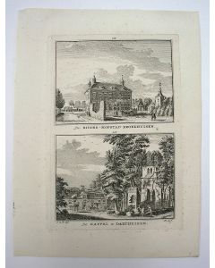De Ridder-Hofstad Broekhuisen en De Kapel te Darthuizen, gravure door H. Spilman, ca. 1750