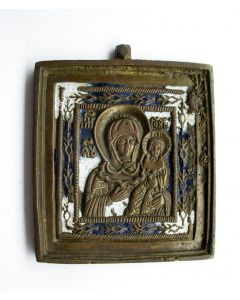 Bronzen reisicoon, Moeder Gods van Smolensk, ca. 1800
