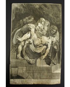 Jonas Suyderhoef, De graflegging van Christus, gravure naar Caravaggio, ca. 1640