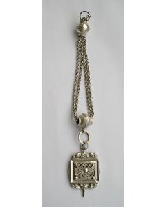 Zilveren horlogesleutel aan ketting, Eliazer Efraim Denekamp, Schoonhoven, ca. 1850
