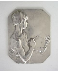 Zilveren plaquettepenning, 'La peinture' door Alexandre Charpentier, ca. 1900