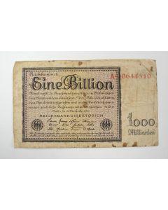 Bankbiljet, 1 biljoen Mark, 1923
