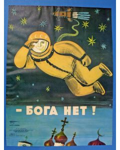Antireligieuze propagandaposter 'Er is geen god', USSR, 1975