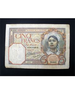 Algerije, bankbiljet, 5 francs 1925