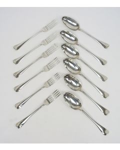 6 zilveren tafelcouverts, Frederik Rudolf Precht, Amsterdam 1784
