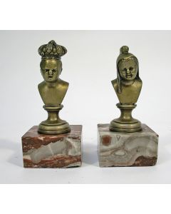 Stel bronzen beeldjes, 'Jantje huilt en Jantje lacht', Frankrijk, 19e eeuw