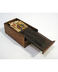 Miniatuur speelkaarten in houten doosje, 19e eeuw