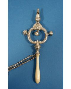 Zilveren rammelaar/rinkelbel, 19e eeuw