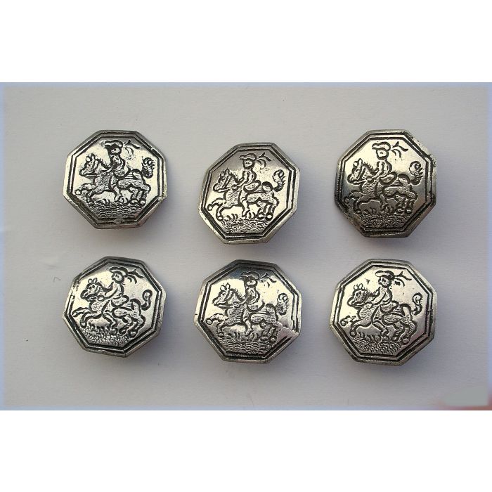 Oudzilveren Metalen Knoopjes Met Hert En Bergmotief - 18 Mm Of 25 Mm (5 Stuks) - Klederdrachtknopen